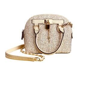 Aldo Barland Champagne Glitter Dome Satchel Crossbody Bag